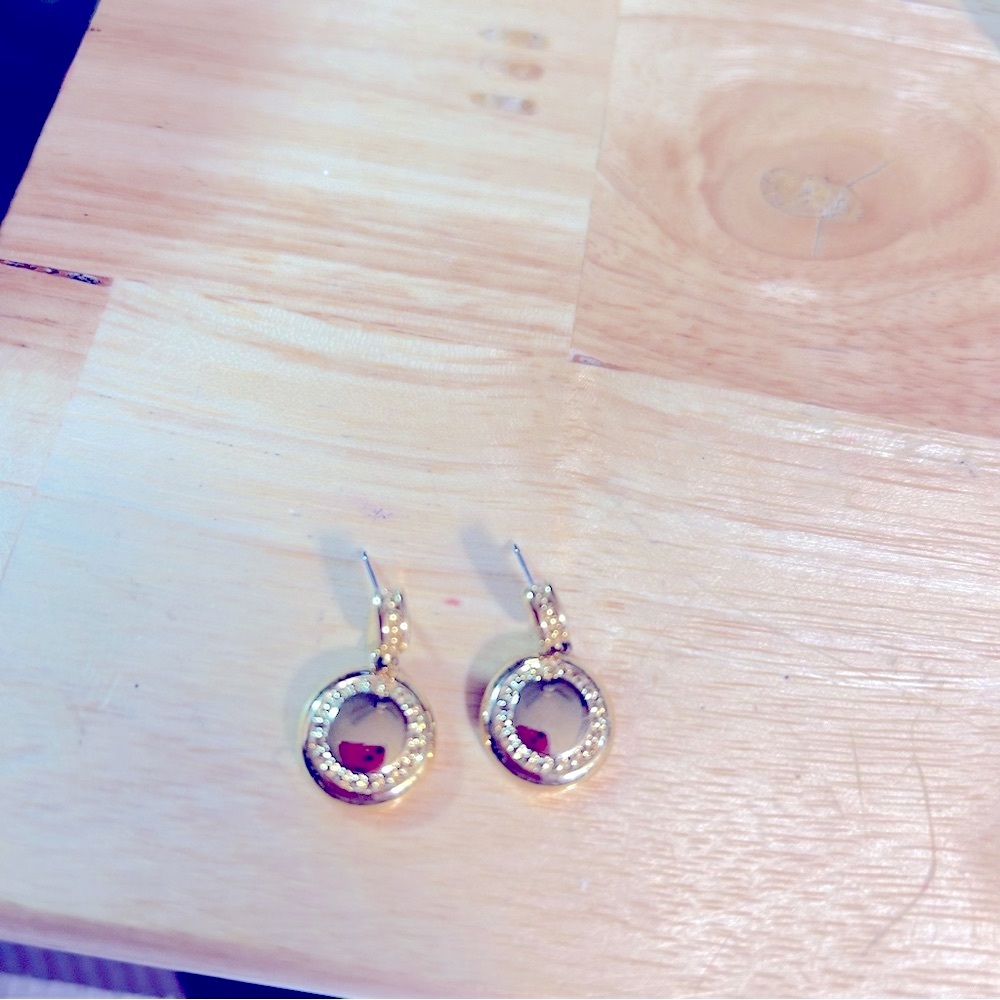 Gold post drop earrings